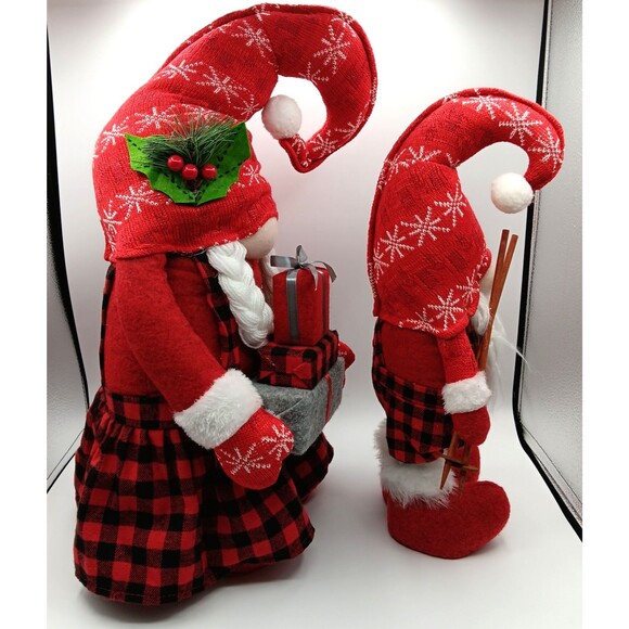 Christmas Holiday Plush Figurines Gnome Decor Set of 4 Knit Festive Seasonal - Picture 10 of 15